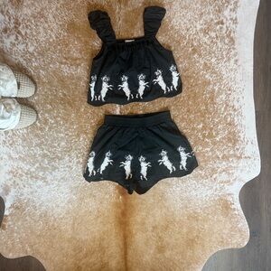QUEEN OF SPARKLES BLACK Puppy Set- Size Xs top and bottom
